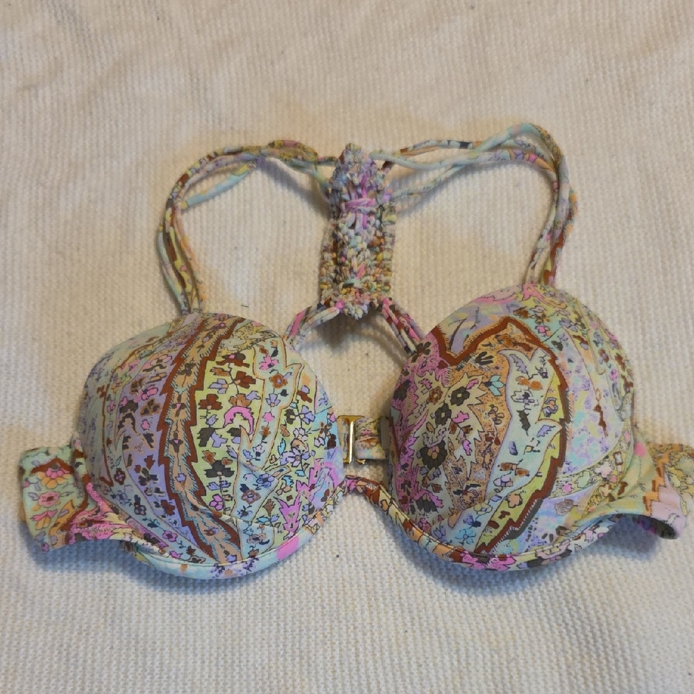 Victorias Secret Paisley Print Push-Up Bra in Pastel Multi 34B